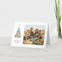 Carte de Noël minime aux arbres de Noël colorés