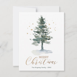 Remerciements Carte de Noël moderne Arbre à eau or