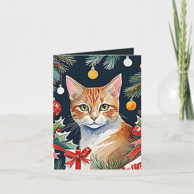 Remerciements Carte de Noël Orange Tabby Cat Meowy (Devant)