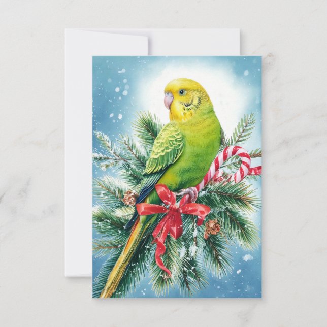 Remerciements Carte de Noël Parakeet Sucre de canne (Devant)