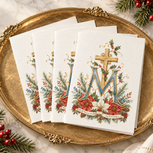 Remerciements Carte de Noël paroissiale catholique au monogramme