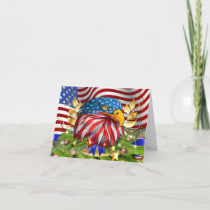 Remerciements Carte de Noël patriotique avec un aigle américain
