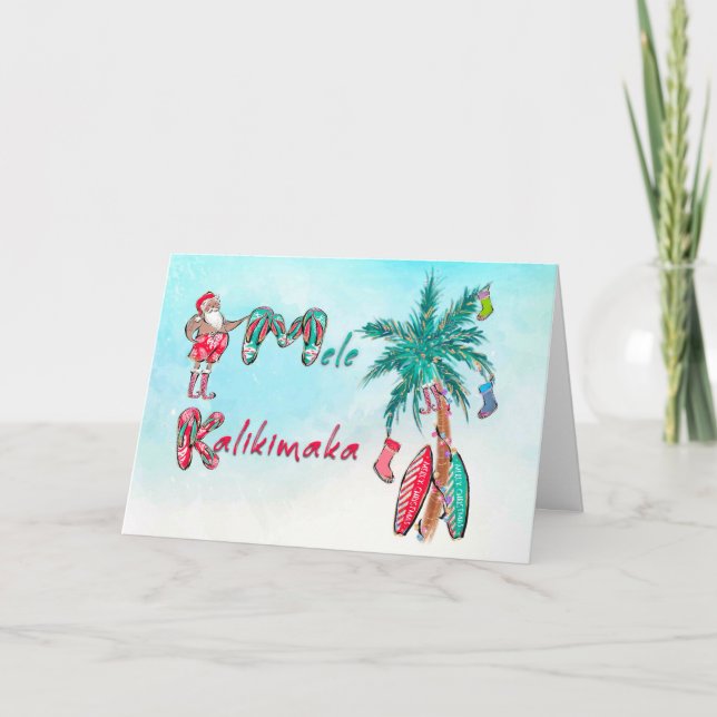 Remerciements Carte de Noël Père Noël hawaïenne (Devant)