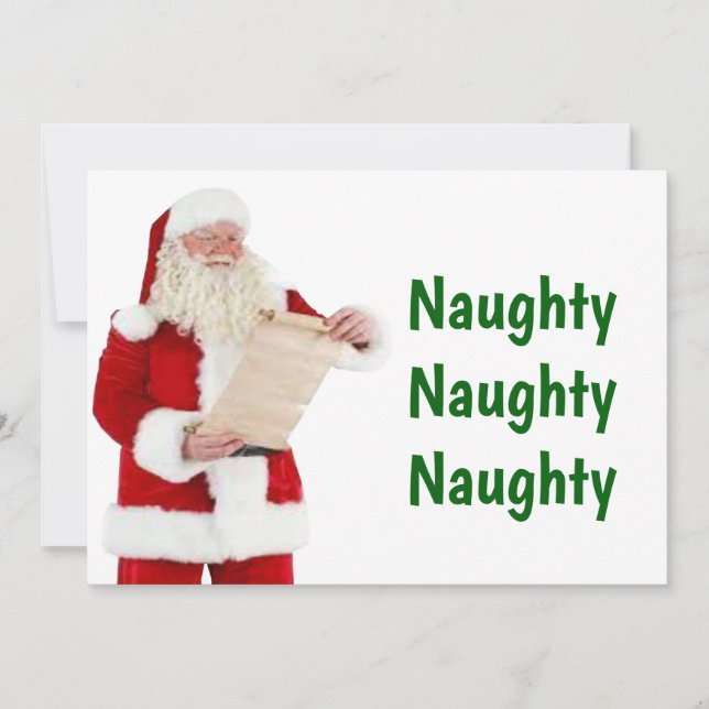 Remerciements Carte de Noël père Noël Naughty List (Devant)