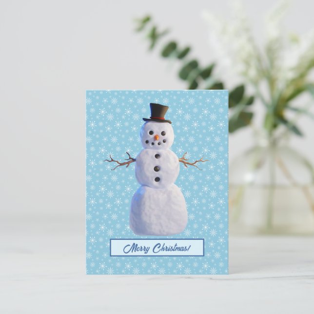 Remerciements Carte de Noël personnalisée 3D Snowman (Debout devant)