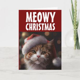 REMERCIEMENTS CARTE DE NOËL PERSONNALISÉE CHAT SANTA CHAPEAU