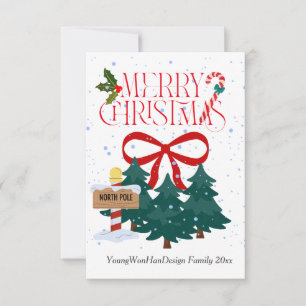 Remerciements Carte de Noël personnalisée en ruban rouge