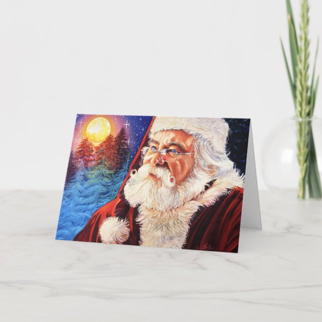 Remerciements Carte de Noël Santa au clair de lune (Devant)