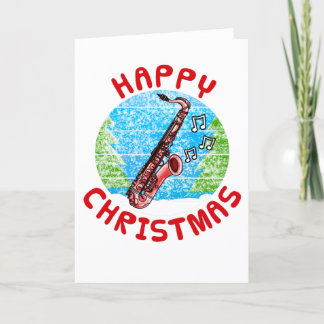 Remerciements Carte de Noël saxophone Saxophoniste Jazz Musicien
