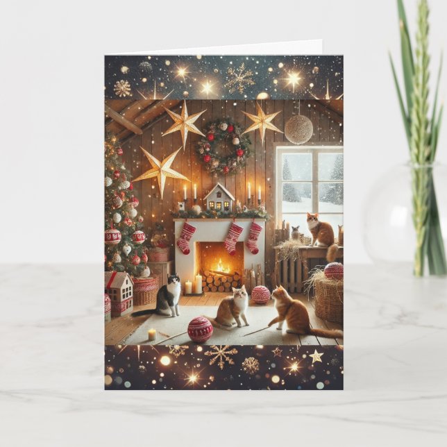 Remerciements Carte de Noël scandinave avec chats (Devant)