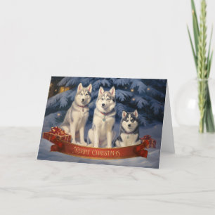 Remerciements Carte de Noël Sibérienne Husky 2