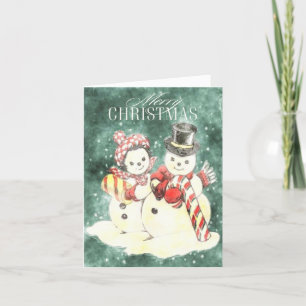 Remerciements Carte de Noël Snowmen Couple