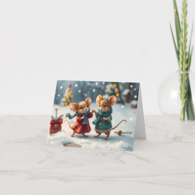 Remerciements Carte de Noël Souris Mignonnes (Devant)