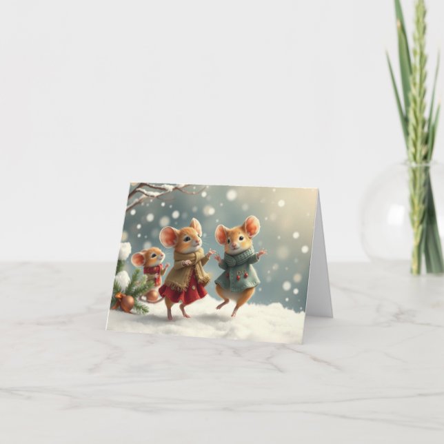 Remerciements Carte de Noël Souris Mignonnes (Devant)
