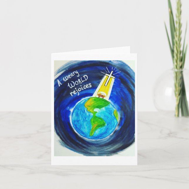 Remerciements Carte de Noël - Un monde fatigué se délecte (Devant)