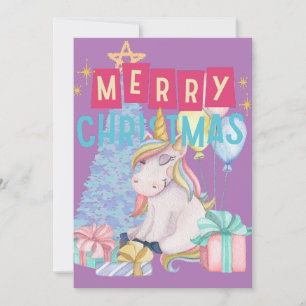 Remerciements Carte de Noël Unique Cute Unicorn