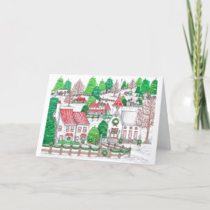 Remerciements Carte de Noël Village pliée 5x7