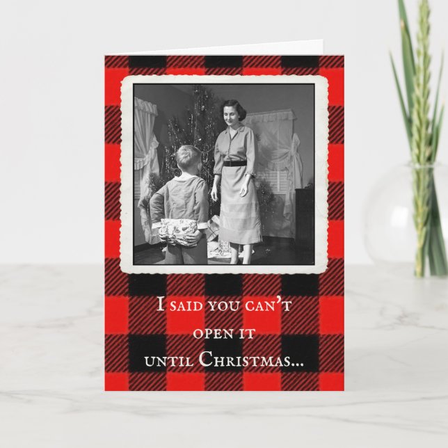 Remerciements Carte de Noël Vintage "Can't have it 'Jusqu'à Noël (Devant)