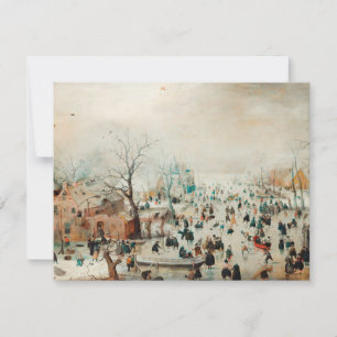 Remerciements Carte de Noël Vintage Patinage sur glace sur le