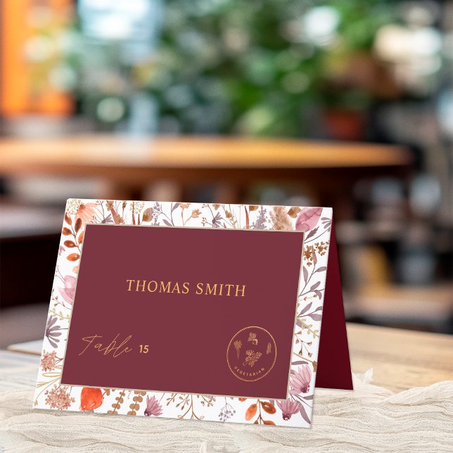 Remerciements Carte de nom d'invité pour le choix de repas végét (Créateur téléchargé)