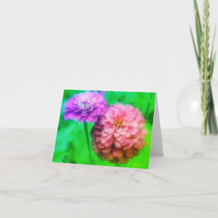 Remerciements Carte de note Abstraite Zinnia Flowers