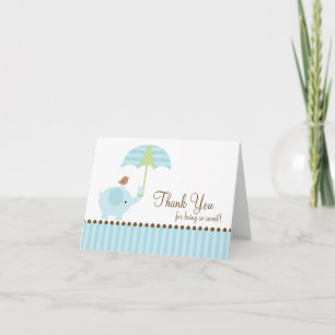 Remerciements Carte de note Blue Elephant Thank You