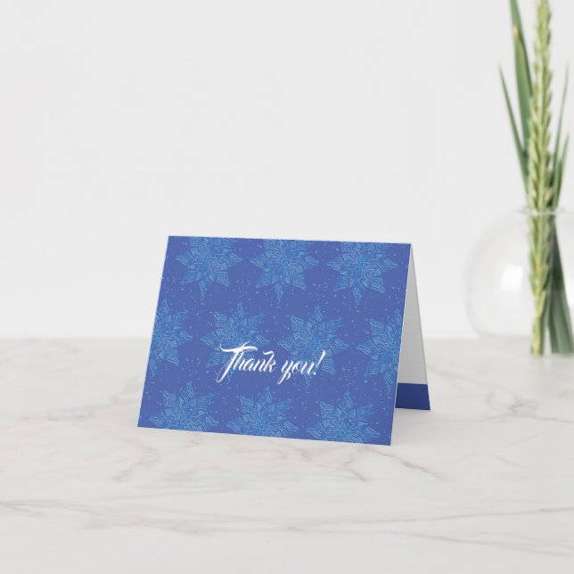 Remerciements Carte de note Customisée Blue Snowflake d'hiver (Devant)