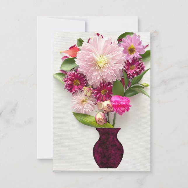 Remerciements Carte de note d'arrangement floral rose (Devant)