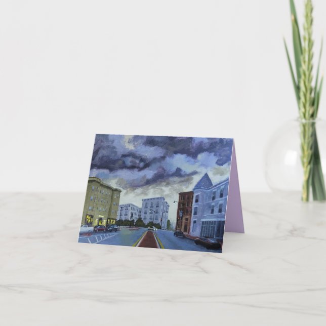 Remerciements Carte de note d'art Cloudy Dusk Townscape (Devant)