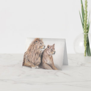 Remerciements Carte de note de bienvenue Lion Couple