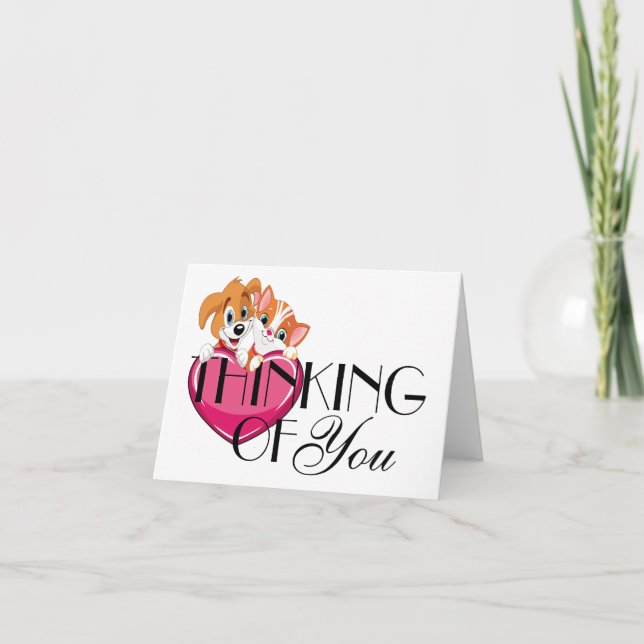 Remerciements Carte de note de chat et de chien mignonne vierge  (Devant)