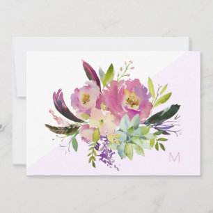 Remerciements Carte de note de couleur rose violet Boho Floral