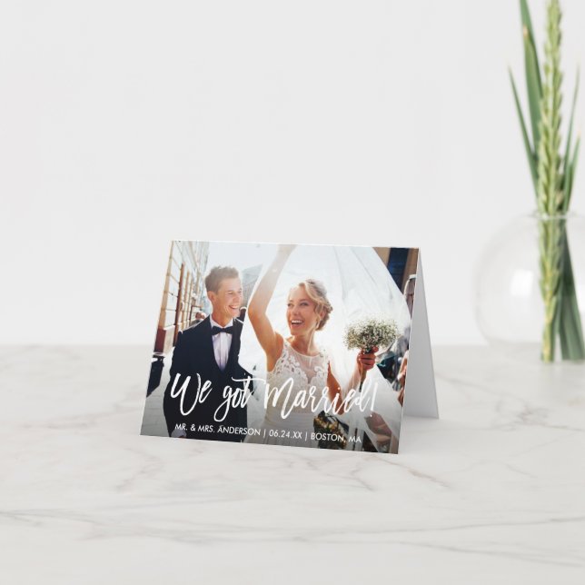 Remerciements Carte de note de mariage à l'écriture au pinceau m (Devant)