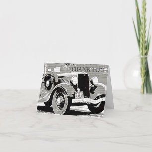 Remerciements Carte de note de remerciement automatique vintage