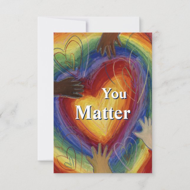 Remerciements Carte de note d'impression Rainbow Hearts Art (Devant)