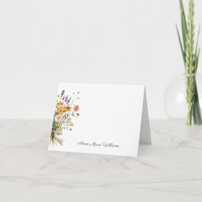 Remerciements Carte de note élégante florale aquarelle (Devant)