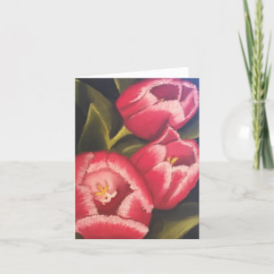 Remerciements carte de note florale tulipe rouge