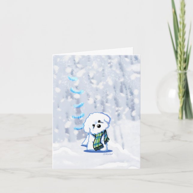 Remerciements Carte de note KiniArt Winter Bichon (Devant)