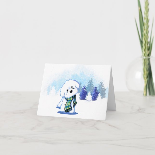 Remerciements Carte de note KiniArt Winter Bichon Frise (Devant)