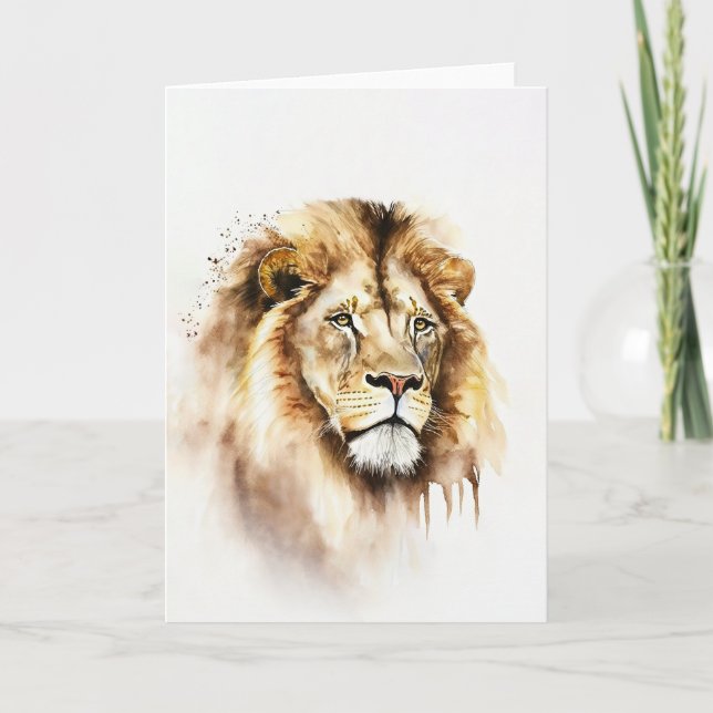 Remerciements Carte de note Lion Aquarelle à âme (Devant)