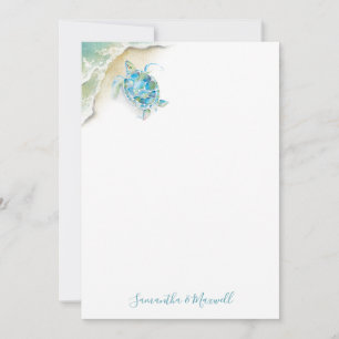 Remerciements Carte de note personnalisée Watercolor Sea Turtle