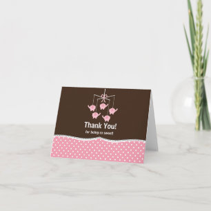 Remerciements Carte de note Pink & Brown Mobile Thank