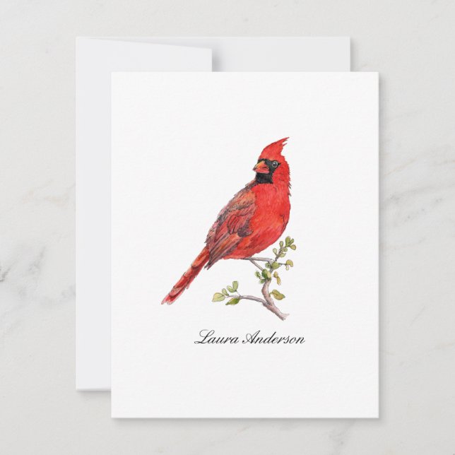 Remerciements Carte de note plate Cardinal (Devant)