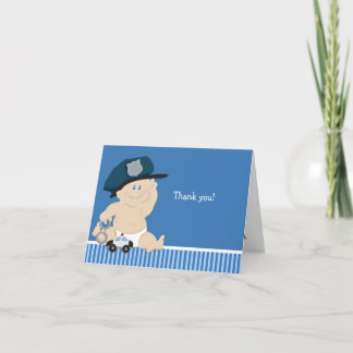 Remerciements Carte de note pliée Baby shower de l'agent de poli