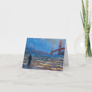 Remerciements Carte de note pliée de l'homme à Golden Gate Bridg