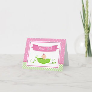 Remerciements Carte de note pliée pour fille de pois doux