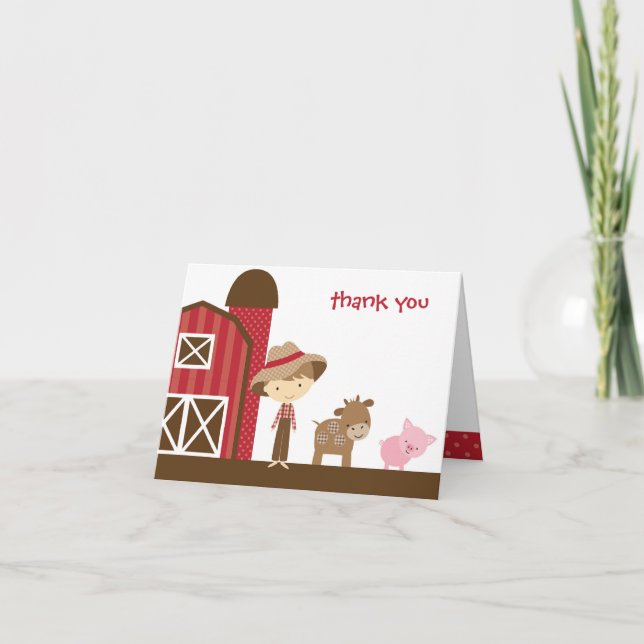 Remerciements Carte de note pour garçon de ferme (Devant)
