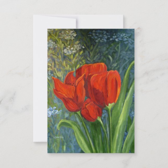 Remerciements Carte de note pour tulipes rouges - Art original - (Devant)
