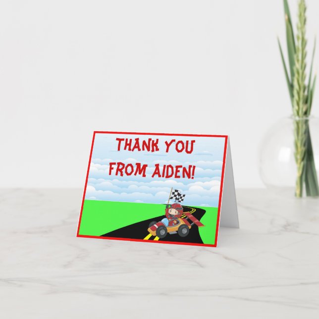 Remerciements Carte de note Race Car Thank you (Devant)
