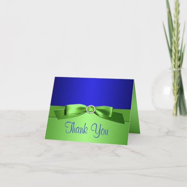 Remerciements Carte de note Royal Blue and Lime Green Thank you (Devant)
